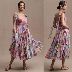 Anthropologie BHLDN Isabella Floral Multicolor Sleeveless Dress Geisha Design